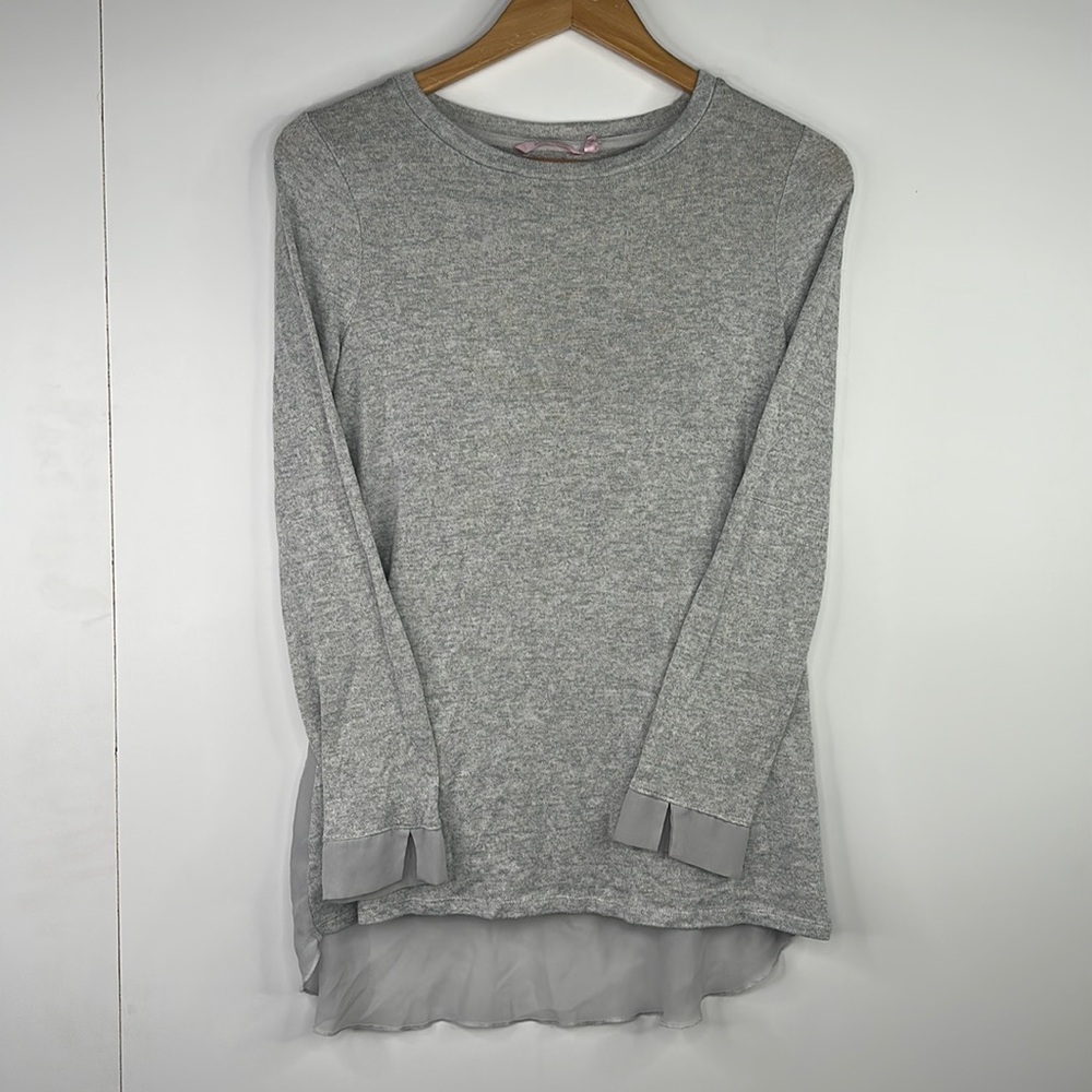 La Vie en Rose Mesh Back Sweater Womens Size L Light  Grey